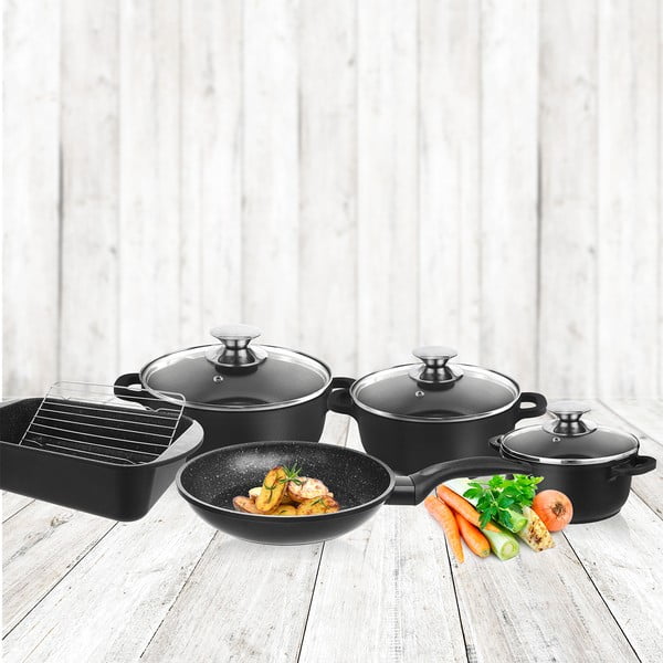 Set di pentole in alluminio da 5 pezzi con 3 coperchi e una griglia Grande - Orion-image-1