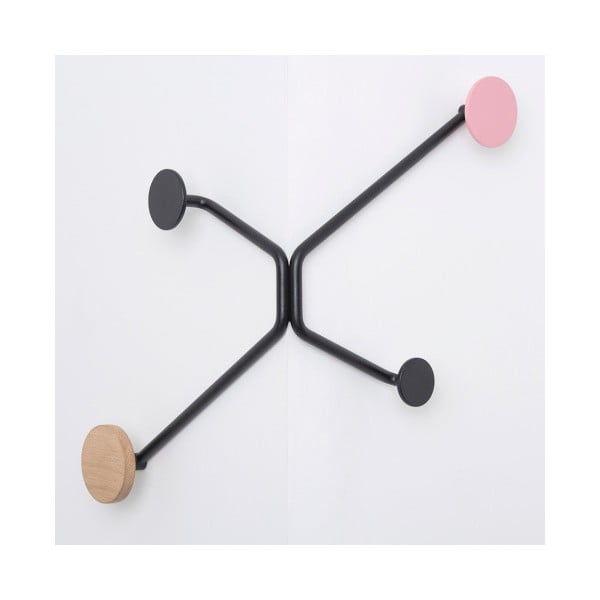 Appendiabiti da parete nero per angolo esterno con dettaglio rosa Hook - Gazzda-image-2