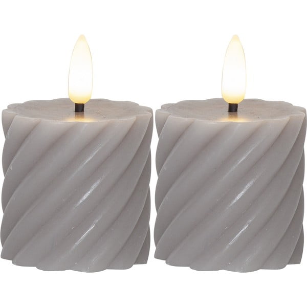 Set di 2 candele LED in cera grigia, altezza 7,5 cm Flamme Swirl - Star Trading