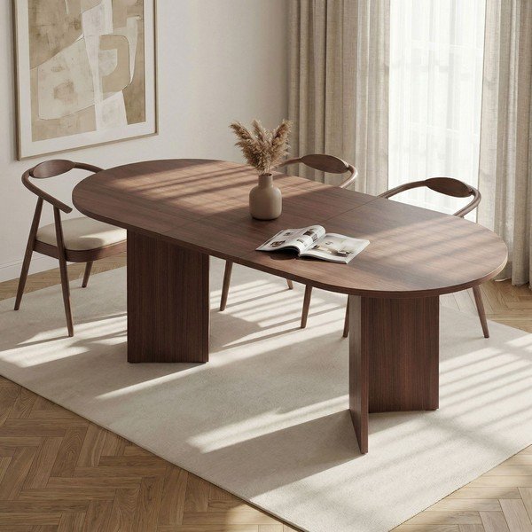 Tavolo da pranzo con effetto noce allungabile con estensione 90x160 cm Sorell – Kalune Design-image-1