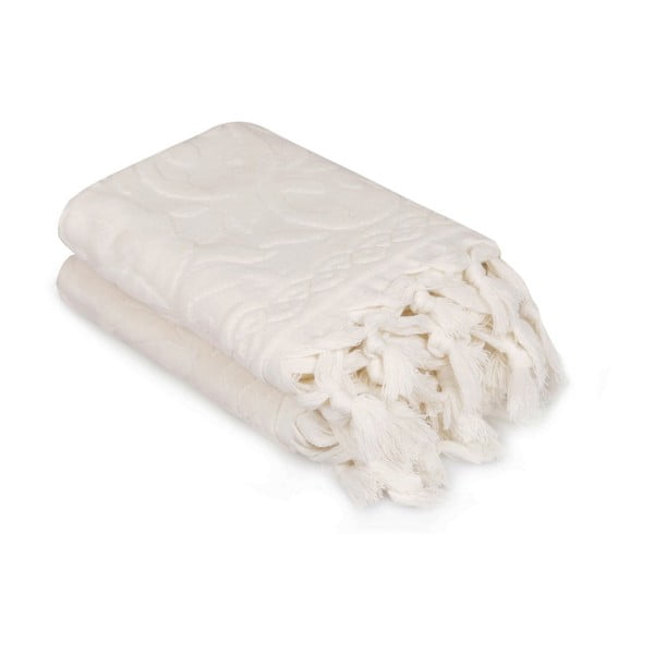 Set di due asciugamani bianchi Bohème, 90 x 50 cm - Foutastic