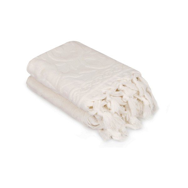 Set di due asciugamani bianchi Bohème, 90 x 50 cm - Foutastic