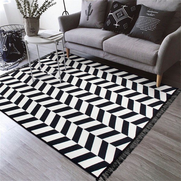 Tappeto bifacciale in bianco e nero Morpheus, 80 x 150 cm - Cihan Bilisim Tekstil-image-1