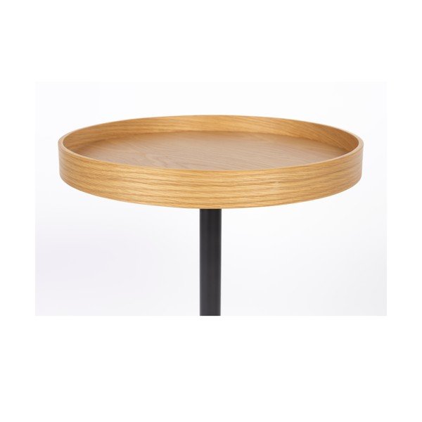 Tavolino rotondo con piano effetto rovere ø 40 cm Yuri S – White Label-image-2