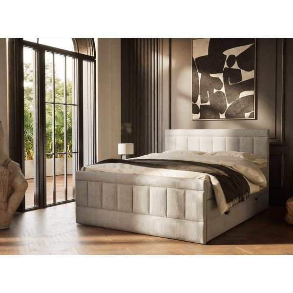 Letto boxspring grigio con contenitore 180x200 cm Caya – Maison de Rêve-image-1