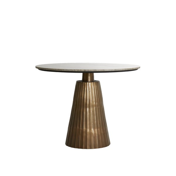 Tavolo da pranzo rotondo in bronzo e colore naturale con piano in marmo ø 100 cm Rianne - Light & Living