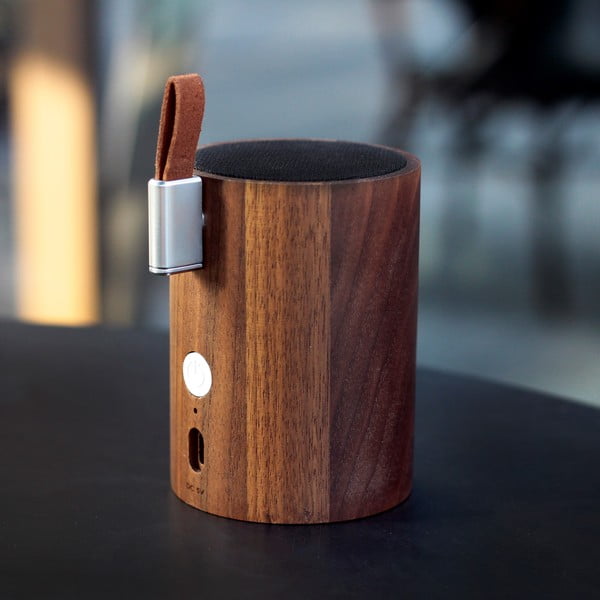 Altoparlante Bluetooth con lampada in legno di noce scuro Drum - Gingko