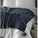 Copriletto micro felpato antracite per letto matrimoniale 200x220 cm Puffy - Mijolnir