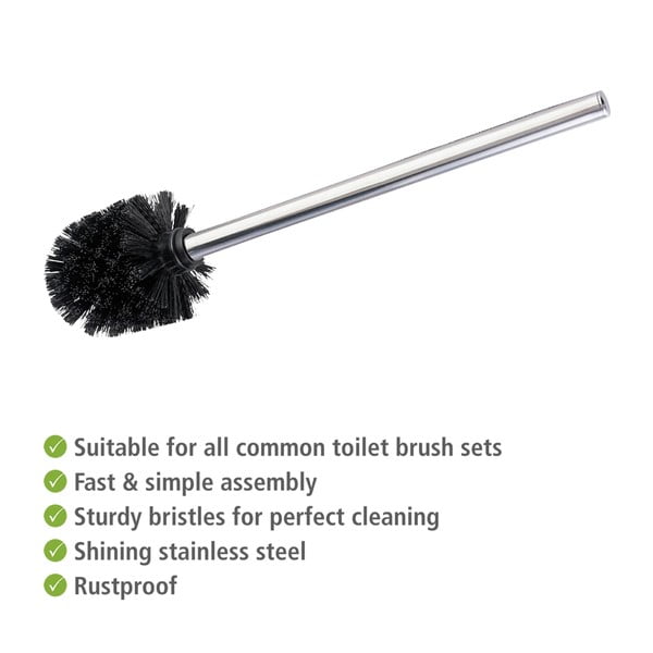 Set di scopini WC color argento lucido in acciaio inox con spazzola di ricambio 4 pz Ø8cm – Wenko-image-2