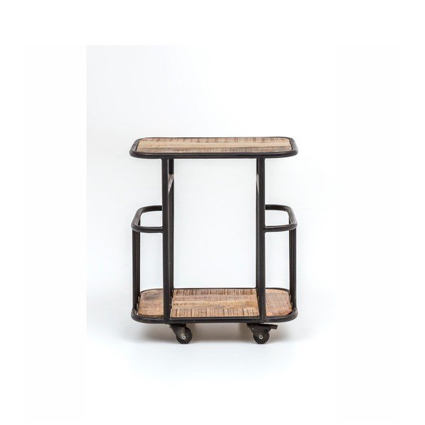 Carrello portavivande in legno di mango con struttura in metallo Industrial - WOOX LIVING-image-1