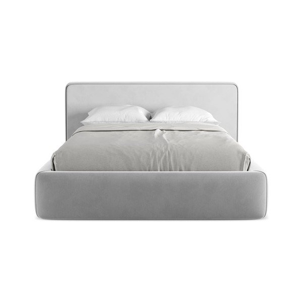 Letto matrimoniale imbottito grigio con contenitore con griglia 140x200 cm Kiana - Makamii-image-4