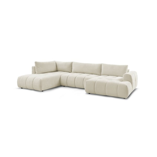 Divano angolare beige allungabile e con contenitore (penisola a sinistra/a U) Fuji – Bobochic Paris-image-3