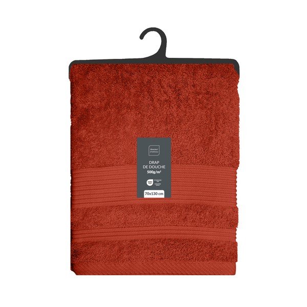 Asciugamano tipo terry color mattone in cotone 70x130 cm Tendresse – douceur d'intérieur-image-1