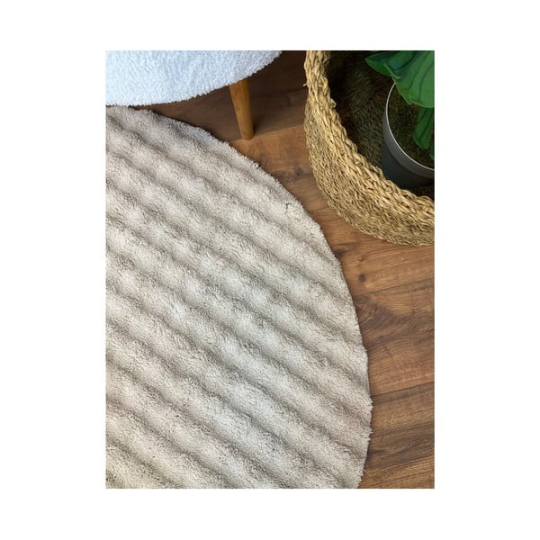 Tappeto beige rotondo lavabile ø 120 cm Bubbly - Oyo Concept-image-4