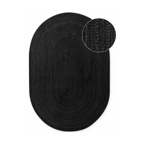 Tappeto nero in iuta reversibile/tessuto a mano 160x230 cm Braided – Hanse Home