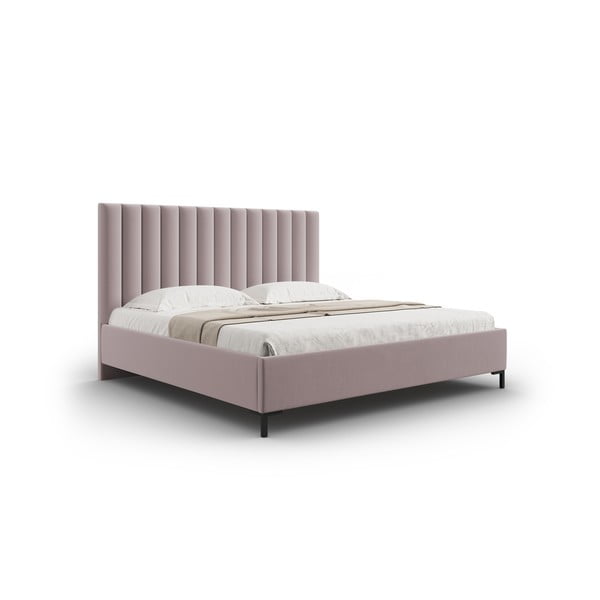 Letto matrimoniale imbottito rosa chiaro con contenitore a griglia 160x200 cm Casey - Mazzini Beds