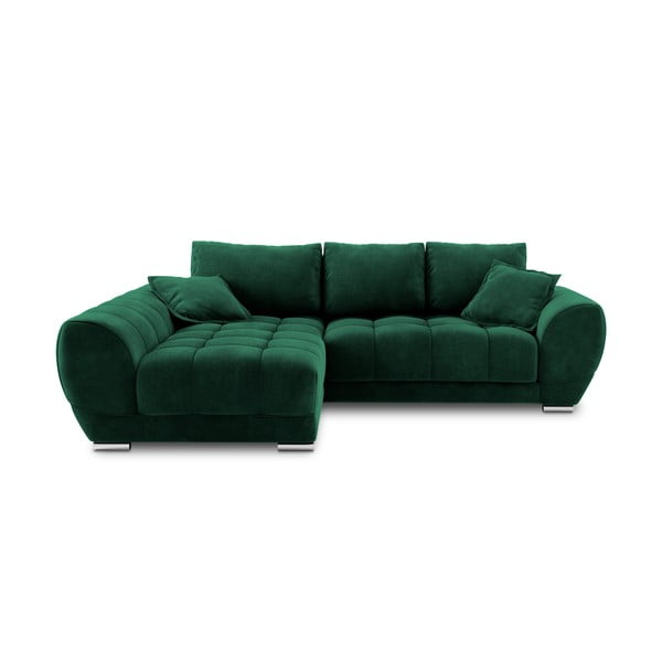 Divano letto angolare verde chiaro con rivestimento in velluto, angolo sinistro Nuage - Windsor & Co Sofas