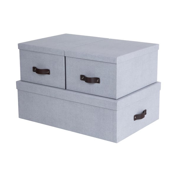 Scatole di cartone grigio chiaro con coperchio in set da 3 31x47x15 cm Inge - Bigso Box of Sweden