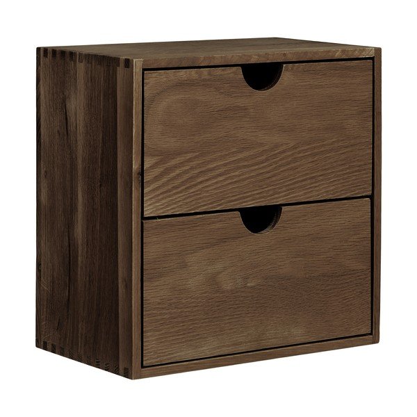 Mensola marrone scuro in rovere massiccio con ripiani multipli 30 cm Townsville – House Nordic