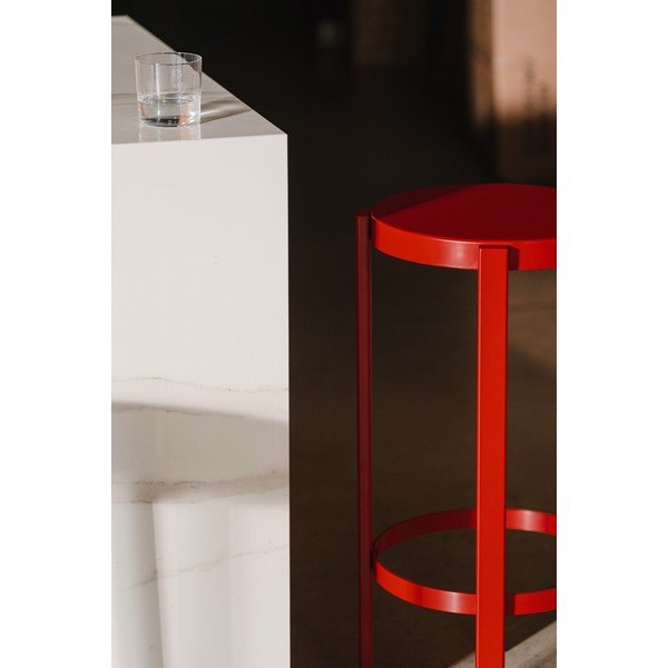 Sedia da bar rossa in acciaio (altezza della seduta 75 cm) Doon – noo.ma-image-2