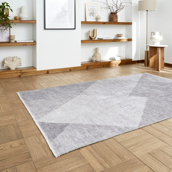 Tappeto in grigio chiaro in misto cotone lavabile 122x170 cm Whisper – Think Rugs-image-2