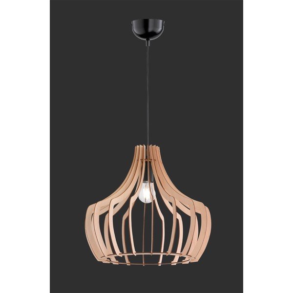 Lampada a sospensione marrone chiaro in legno e metallo Legno, altezza 150 cm - Reality-image-1