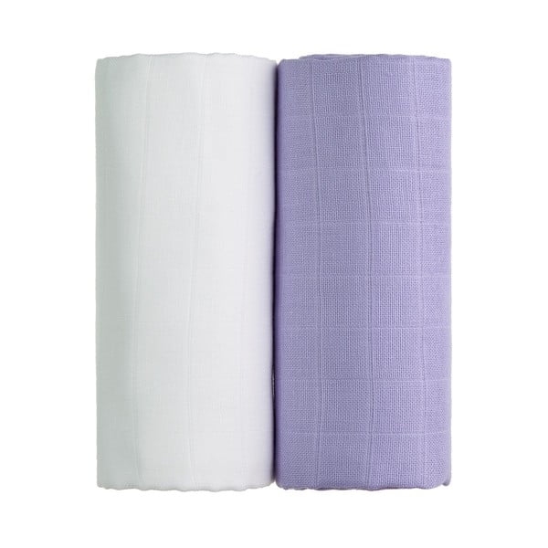 Set di 2 asciugamani da bagno in cotone bianco e viola , 90 x 100 cm Tetra - T-TOMI