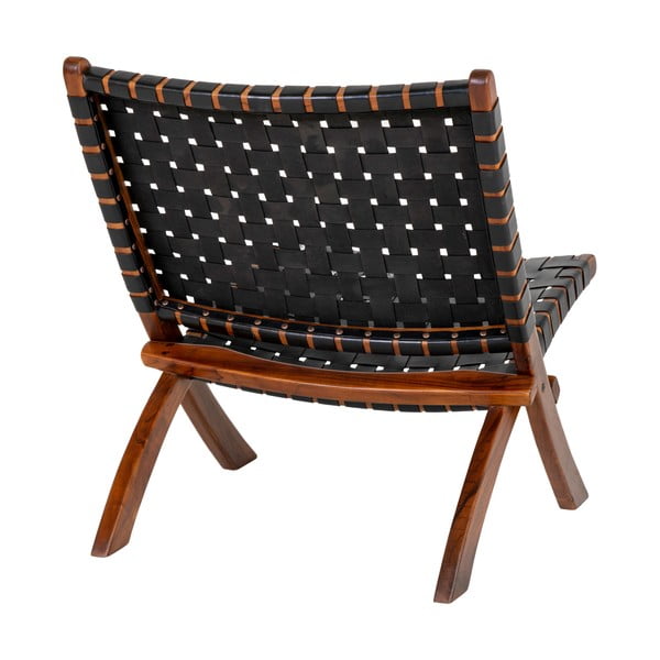 Poltrona in pelle nera con intreccio Perugia - House Nordic-image-4