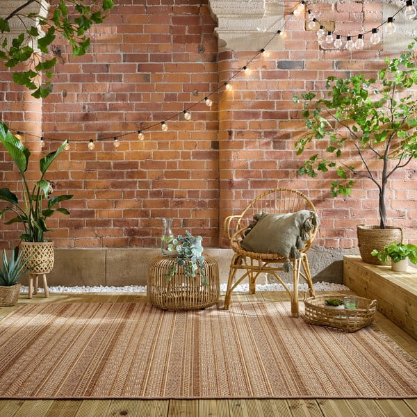 Tappeto per interni ed esterni in colore naturale 120x170 cm Farah Stripe - Flair Rugs-image-1