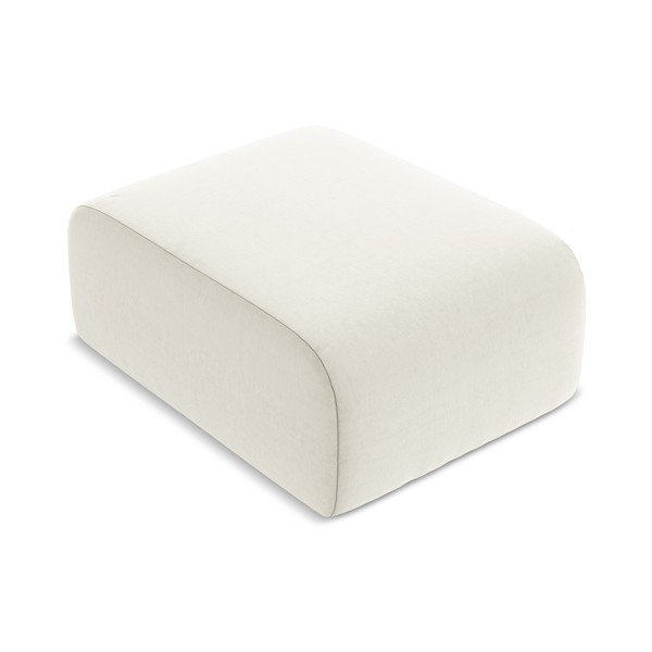 Poggiapiedi beige con rivestimento in velluto Lani – Makamii-image-1