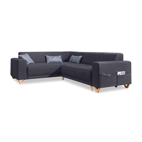 Divano angolare color antracite allungabile e con contenitore (con penisola a sinistra/a L) Classy Sophie – Miuform