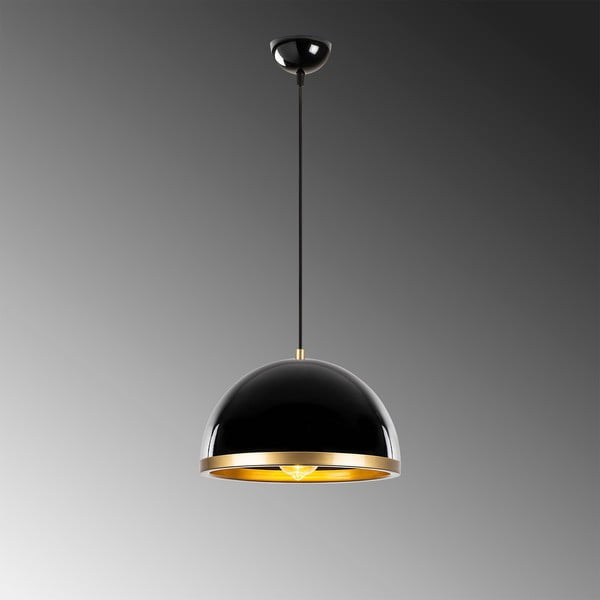 Lampada a sospensione in nero e oro con paralume in metallo ø 30 cm Ferenci - Opviq lights-image-4