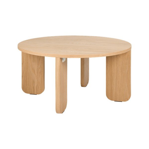 Tavolino da salotto rotondo di colore naturale con piano effetto rovere ø 75 cm Kuvu – noo.ma