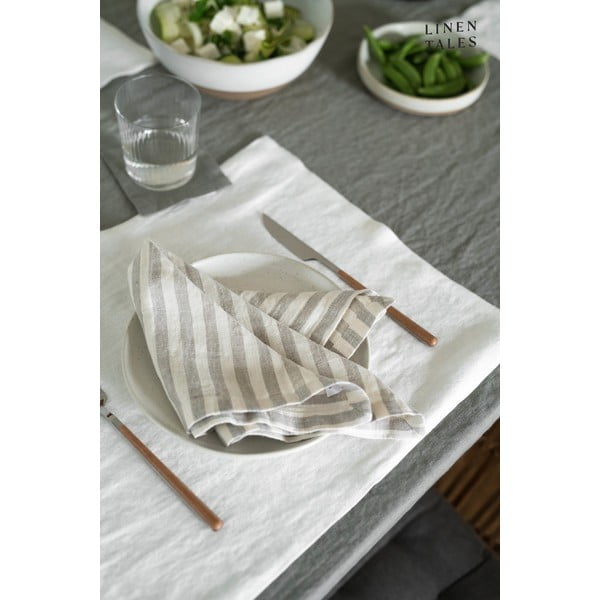 Asciugamano di lino 45x65 cm Natural White Stripes - Linen Tales-image-1