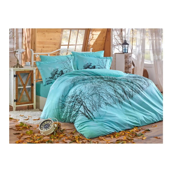 Biancheria da letto in popeline di cotone con lenzuolo per letto matrimoniale Elvira, 200 x 220 cm - Mijolnir