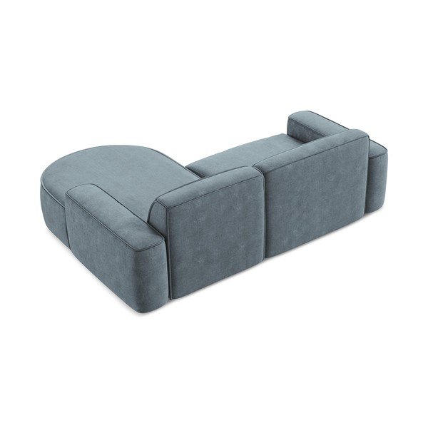 Divano angolare blu polveroso (con penisola a destra/con chaise lounge) con rivestimento in ciniglia Omao – Makamii-image-3