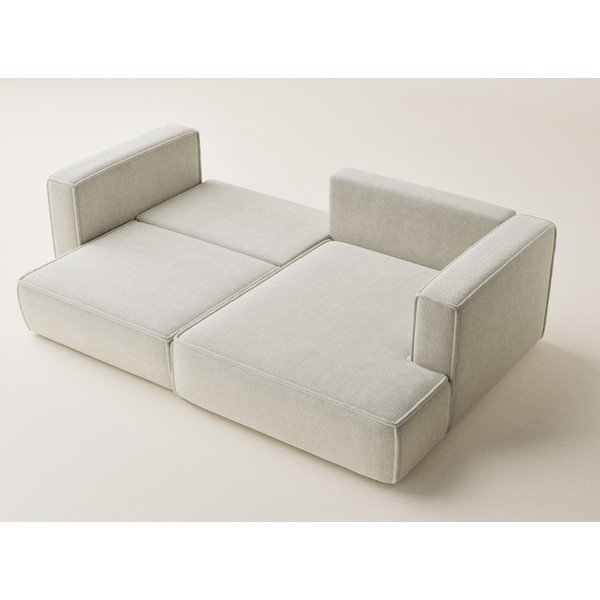 Divano angolare color crema allungabile/con contenitore (con penisola a destra/con chaise lounge) con rivestimento in ciniglia Velto – Maison de Rêve-image-3