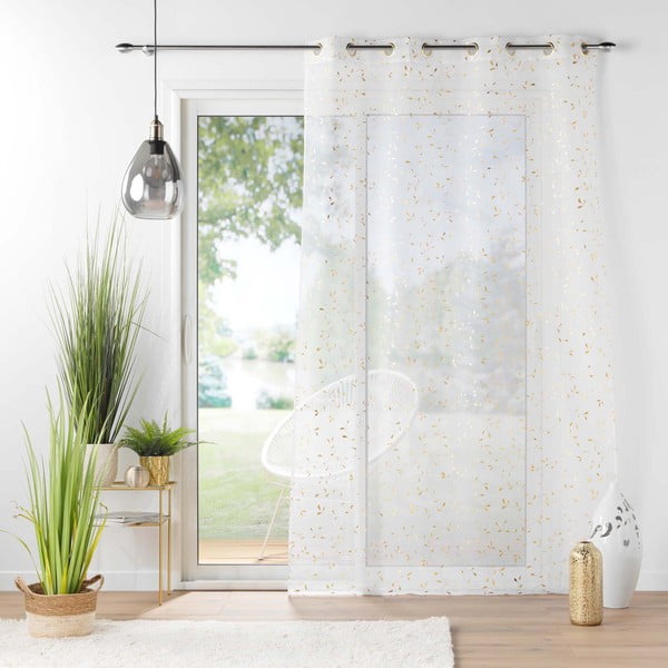 Tenda sottile bianca/dorata in voile 140x280 cm Floressia – douceur d'intérieur-image-2