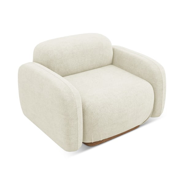 Parte divano componibile color crema con rivestimento in bouclé Ailani – Makamii-image-2