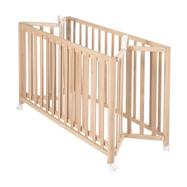 Lettino pieghevole su ruote in colore naturale 60x120 cm Fold up - Roba-image-2