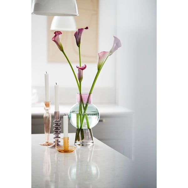 Portacandele in vetro rosa - Bahne & CO-image-1