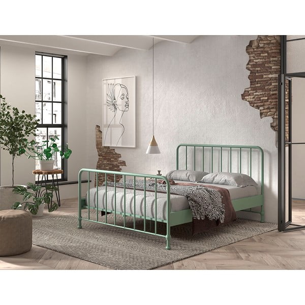 Letto singolo verde in metallo verde con rete 160x200 cm BRONXX - Vipack-image-1