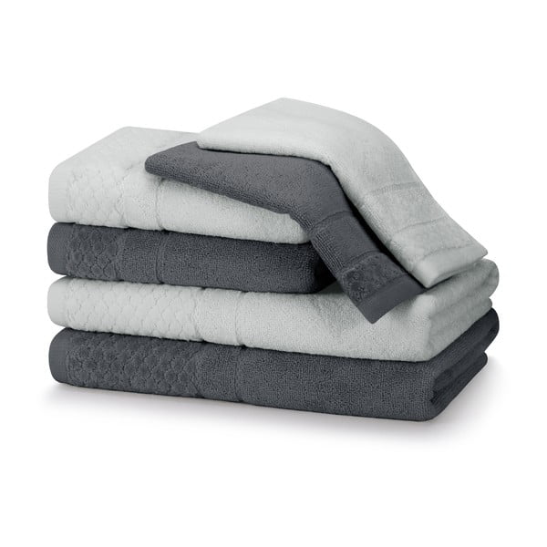 Asciugamani e teli da bagno in spugna di cotone grigio in un set di 6 pezzi Rubrum - AmeliaHome
