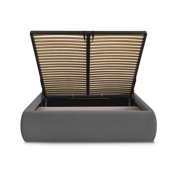 Letto matrimoniale imbottito grigio scuro con contenitore/senza testiera con rete inclusa 160x200 cm Inera – Bobochic Paris-image-4