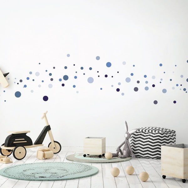 Set di 100 adesivi murali blu Adesivi rotondi - Ambiance-image-1