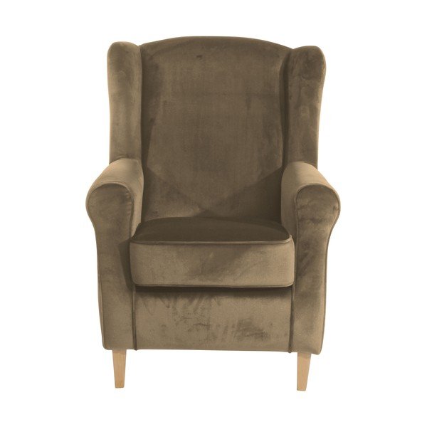 Hnědé křeslo ušák Max Winzer Lorris Velour Sahara-image-2