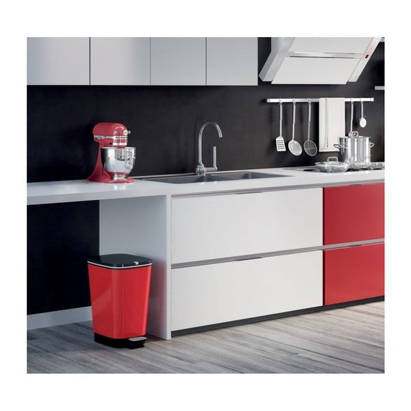 Cestino per la spazzatura rosso in plastica con pedale 45 l Chic Bin L – KIS-image-1