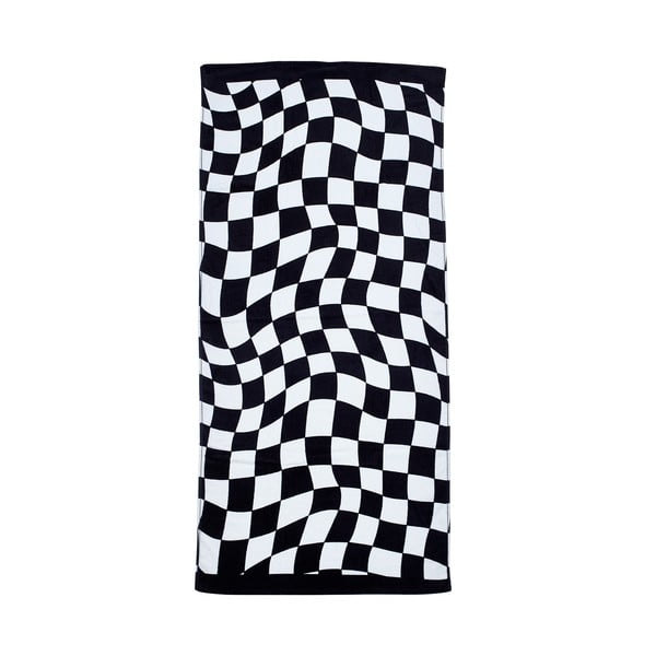 Telo mare bianco e nero in cotone 76x160 cm Checkerboard – Catherine Lansfield