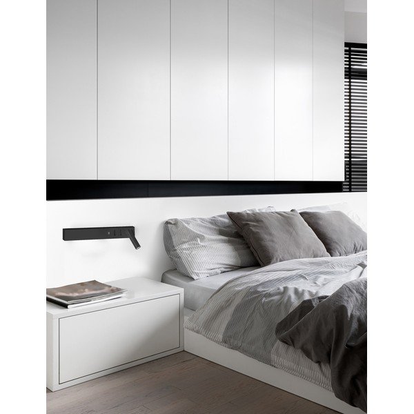 Lampada da parete LED nera opaca in metallo con struttura flessibile/con porta USB Vida – Nova Luce-image-3