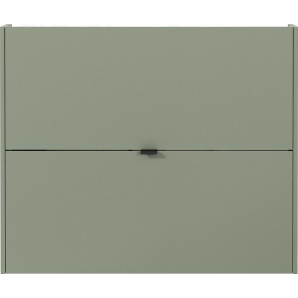 Scarpiera verde polveroso con effetto rovere con ante ribaltabili/da parete 100x83x18 cm Ameca – Germania-image-2